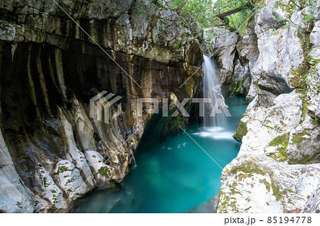 Beautiful waterfall on soca river 85194778