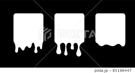 Paint drip icons set, splash of black ink circle drop, liquid blobs melt and flow with splatters Paint drip icons set, splash of black ink circle drop, liquid blobs melt and flow with splatters 85196447
