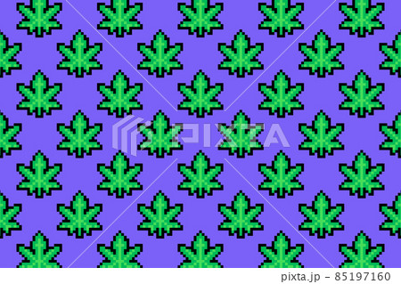 Marijuana Leaf Or Cannabis Leaf Weed Pixel Artのイラスト素材