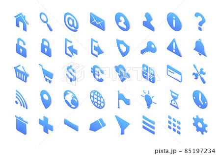 Isometric icons, isolated 3d vector signs set Isometric icons, isolated 3d vector signs set 85197234