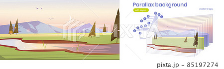 Parallax background morning cartoon landscape 85197274
