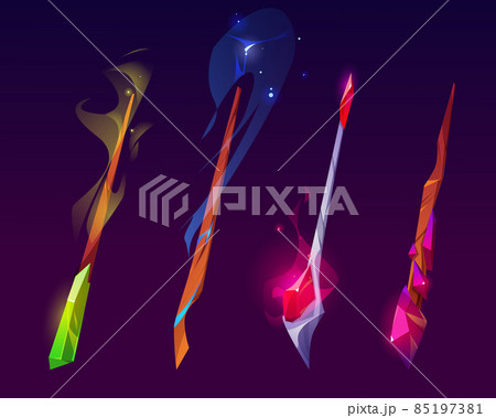 Magic wands, magician sticks with crystals Magic wands, magician sticks with crystals 85197381