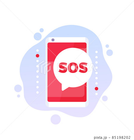SOS message icon with a phone 85198202