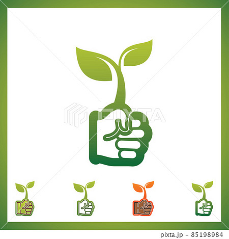 Sprout eco logo, green leaf seedling, growing plant Abstract design concept for eco technology theme. Ecology icon 85198984