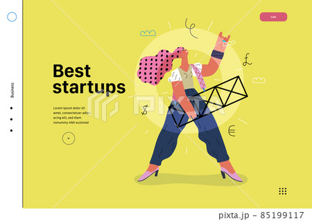Startup illustration, website landing template. Concept of building new business Startup illustration, website landing template. Concept of building new business 85199117
