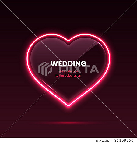 Heart with neon lights for wedding or Valentines day Heart with neon lights for wedding or Valentines day 85199250