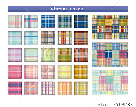 ヴィンテージ風クラシックなチェック柄パターンスウォッチセット ヴィンテージ風クラシックなチェック柄パターンスウォッチセット 85199437