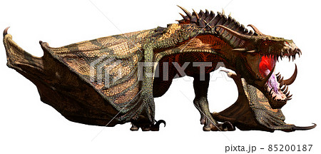 Green dragon on the ground 3D illustration 85200187