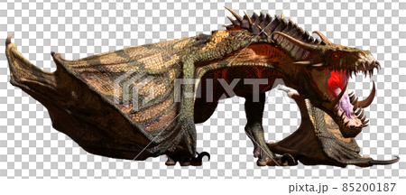 Green dragon on the ground 3D illustration 85200187