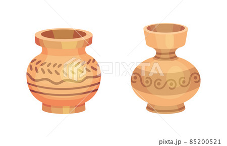 Clay kitchenware assortment set. Ceramic vases vector illustration Clay kitchenware assortment set. Ceramic vases vector illustration 85200521