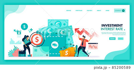 Save money in time deposit, bank and wallet, Increase interest rates to improve economy, Banking investment with mutual fund financial product and currency market. Flat illustration vector design. Save money in time deposit, bank and wallet, Increase interest rates to improve economy, Banking investment with mutual fund financial product and currency market. Flat illustration vector design. 85200589