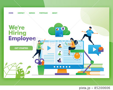 Landing page vector design of we're hiring employee. Easy to edit and customize. Modern flat design concept of web page, website, homepage, mobile apps UI. character cartoon Illustration flat style. 85200606