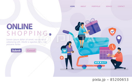 Landing page vector design of Online Shopping and E-commerce.  85200653
