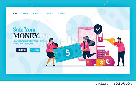 Landing page vector design of Safe Your Money. Easy to edit and customize. 85200656