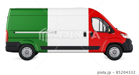Italian flag painted on commercial delivery van. Freight delivery in Italy, concept. 3D rendering 85204332