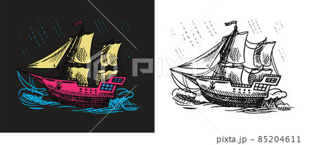 Sailboat in the sea, summer adventure, active vacation. Seagoing vessel, marine ship or nautical 85204611