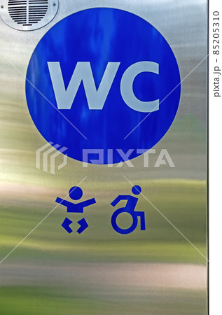 Pictograms on stainless steel public toilet wall Pictograms on stainless steel public toilet wall 85205310
