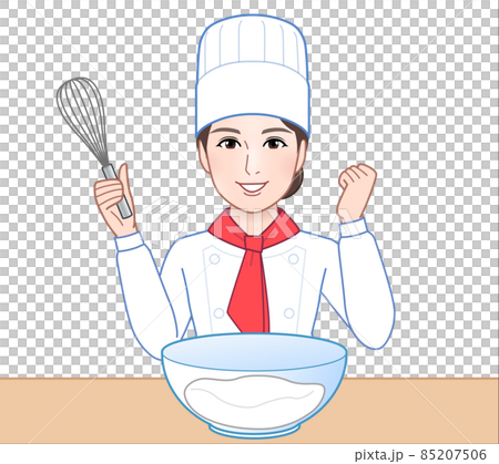 一位年輕漂亮的廚師的插圖 85207506