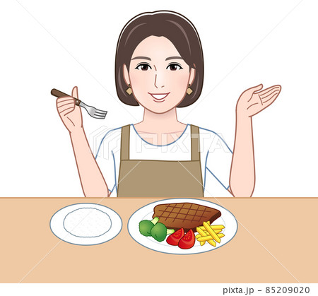 おいしい食事を取る女性 おいしい食事を取る女性 85209020