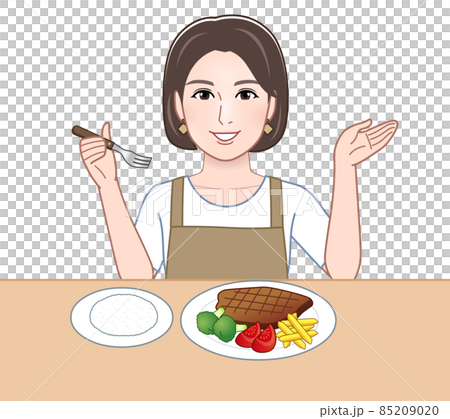 おいしい食事を取る女性 おいしい食事を取る女性 85209020