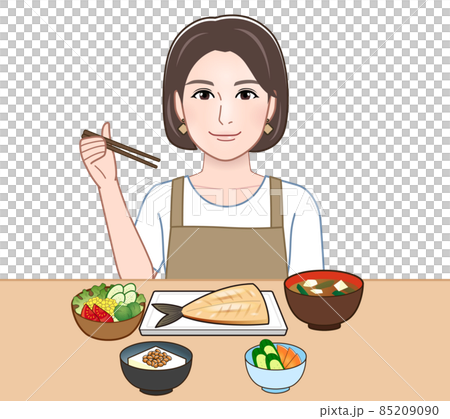 Female eating a delicious meal - Stock Illustration [85209090] - PIXTA