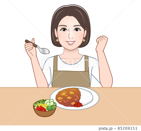 おいしい食事を取る女性 85209151
