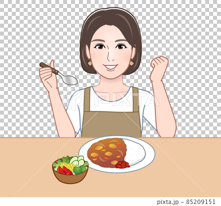 おいしい食事を取る女性 85209151