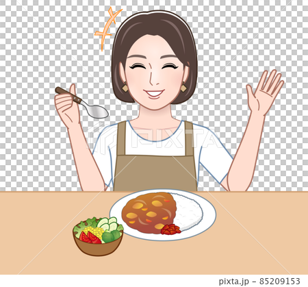 おいしい食事を取る女性 85209153