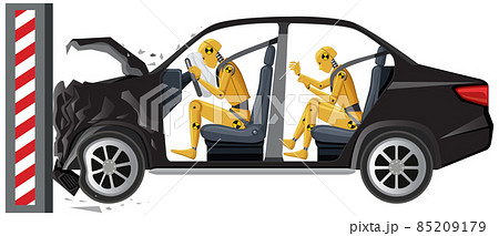 Crash test dummy with broken car Crash test dummy with broken car 85209179