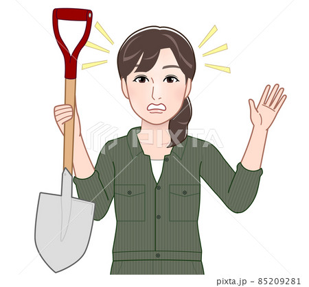 つなぎを着た若い女性のイラスト つなぎを着た若い女性のイラスト 85209281