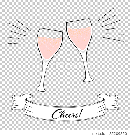 シャンパングラスで乾杯のイラスト（白背景・ベクター・切り抜き） 85209850