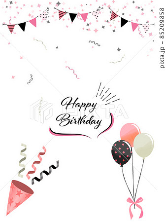 誕生日のお祝いのフレームイラスト（白背景・ベクター・切り抜き） 85209858