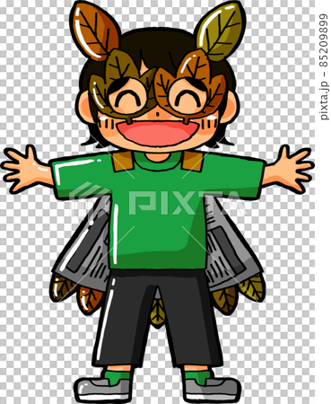 用落葉製作面具和斗篷的孩子 85209899