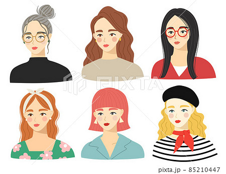 色々なヘアスタイルとファッションの女性セット 色々なヘアスタイルとファッションの女性セット 85210447