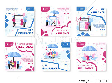 Life Insurance Post Template Flat Design Illustration Editable of Square Background Suitable for Social media, Greeting Card or Web Internet Ads 85210515
