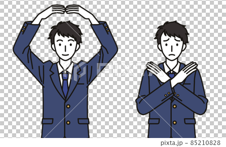 Male junior high school and high school students making round gestures Male junior high school and high school students making round gestures 85210828