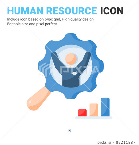 Human resource icon vector with flat color style isolated on white background. Vector illustration employee sign symbol icon concept for business, finance, industry, company, web, apps and project 85211837