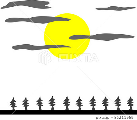 木が並ぶ満月の夜 85211969