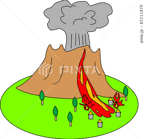 大噴火を起こす火山のイラスト素材 85211970