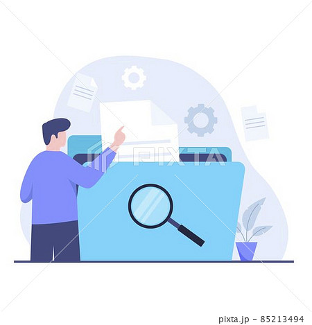 Flat illustration of document search design concept. Illustration for websites, landing pages, mobile applications, posters and banners 85213494