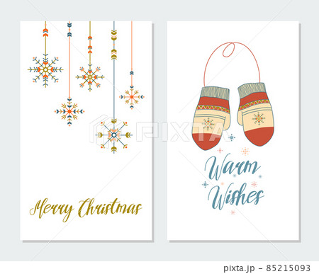 Christmas greeting cards set. Vector illustration in boho style. 85215093