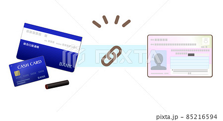 マイナンバーカードと銀行口座の連携イメージイラスト 85216594