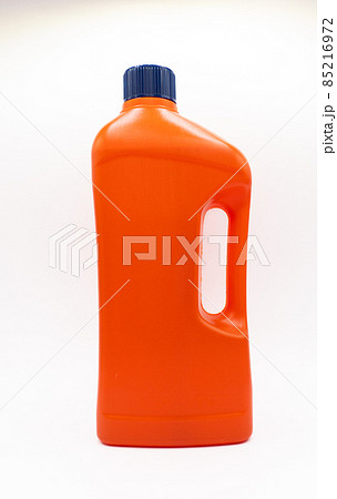 orange plastic bottle with blue cap for household chemicals 85216972