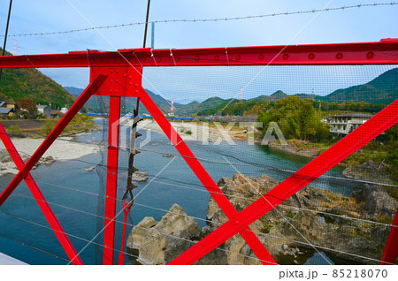 日本最古の近代吊橋 美濃橋と長良川 美濃市 日本最古の近代吊橋 美濃橋と長良川 美濃市 85218070