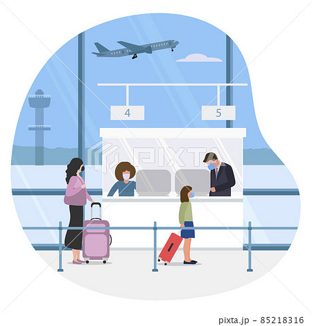 Covid Travel Airport Plane People Tourist Check in 85218316