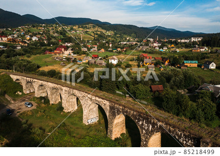 The largest and oldest viaduct in Ukraine, a brick and old railway bridge. 85218499