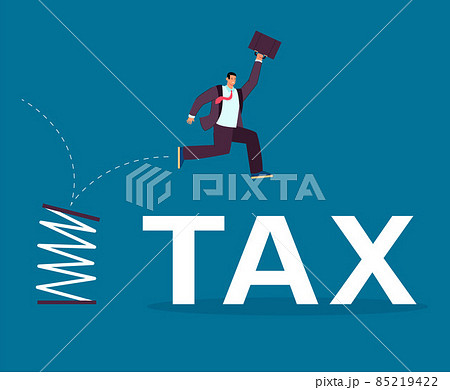 High jump of businessman reducing tax burden 85219422