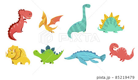 Cute set of prehistoric dinosaurs 85219479