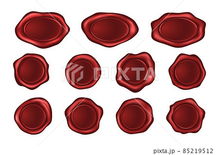 Antique wax stamps in shape of circle and oval Antique wax stamps in shape of circle and oval 85219512