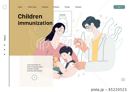 Childhood immunization - medical insurance web template. Modern flat vector Childhood immunization - medical insurance web template. Modern flat vector 85220523